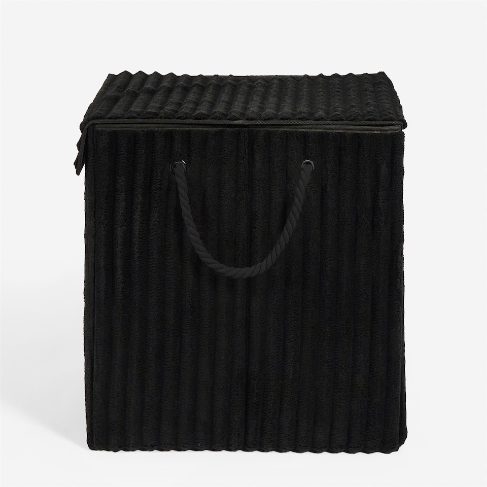 image 1 of OHS Ribbed Faux Fur Folding Laundry Basket Bag with Lid