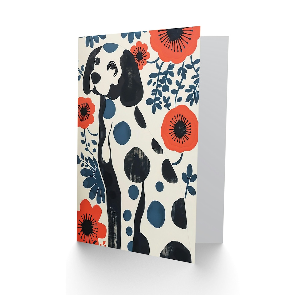 image 1 of Dog Lover Dalmatian Abstract Floral Portrait Him Her Birthday Card