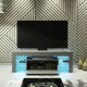 image 7 of TV Unit 130cm Grey Gloss Door Grey Matt Body with Glass Sides Free LED Grey