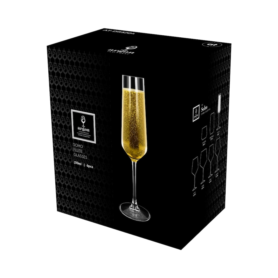 image 1 of Argon Tableware Soho Crystal Champagne Flutes - 210ml | Clear | Clear | 6