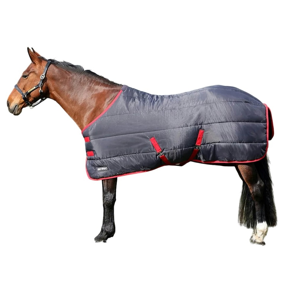 image 1 of HYCONIC Standard-Neck 100g Horse Stable Rug - Charcoal/Red - 5´ 6"