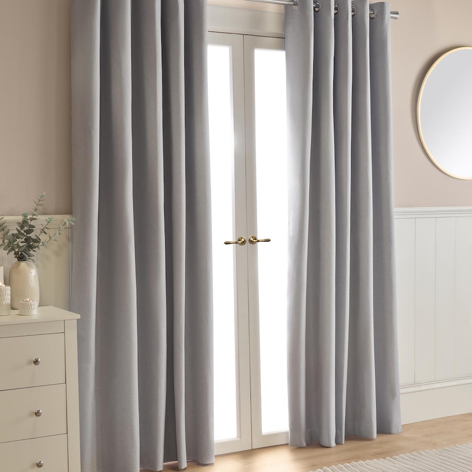 image 1 of OHS Woven Textured Blackout Eyelet Curtains - 46x72 inch | Silver