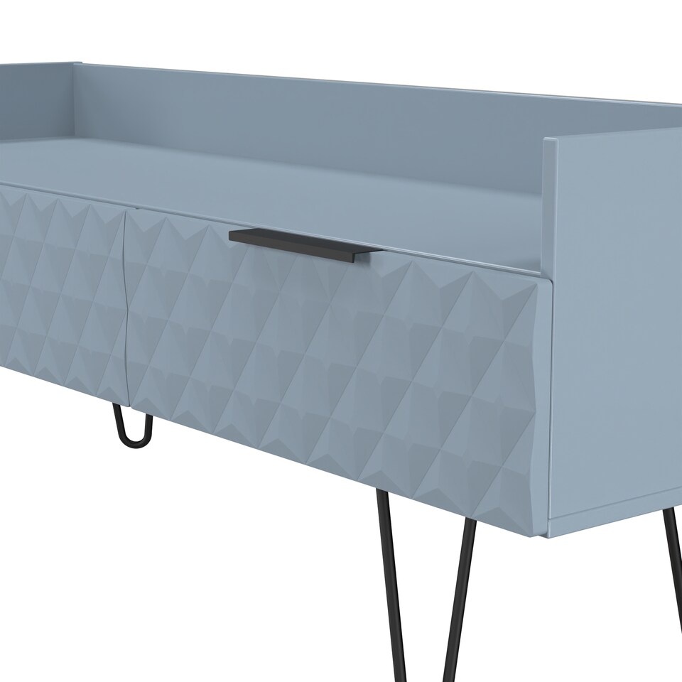 image 1 of Islay 2 Drawer TV Console Unit in Denim Blue (Ready Assembled) | Blue | Denim Blue