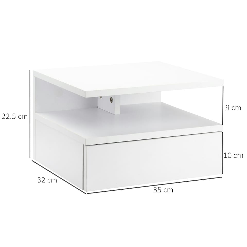 image 1 of HOMCOM Nightstand Set of 2, Wall Mounted Bedside Cabinet, Oak Tone