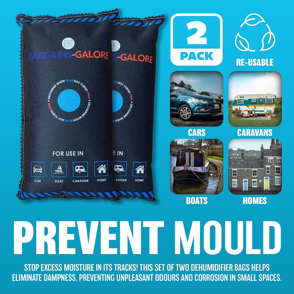 image 1 of 2 Pack Reusable Car Interior Dehumidifier Bag & Dashboard Mounting Anti-slip Mat Remove Moisture