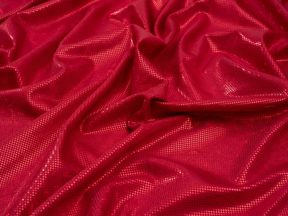 Minerva Core Range Red Hologram Dot ITY Silky Stretch Knit Fabric for Dressmaking, 145cm / 57" Wide - per metre