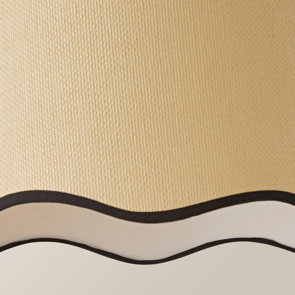 image 1 of ValueLights Dutton Natural Black Trim Scallop Large Ceiling Lamp Shade | Black