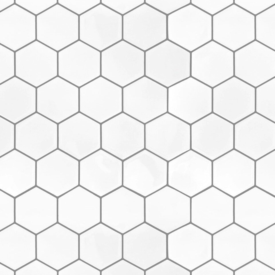 image 1 of Wall Tile Hexagon 30.5x30.5cm White (5 Tiles Per Pack)
