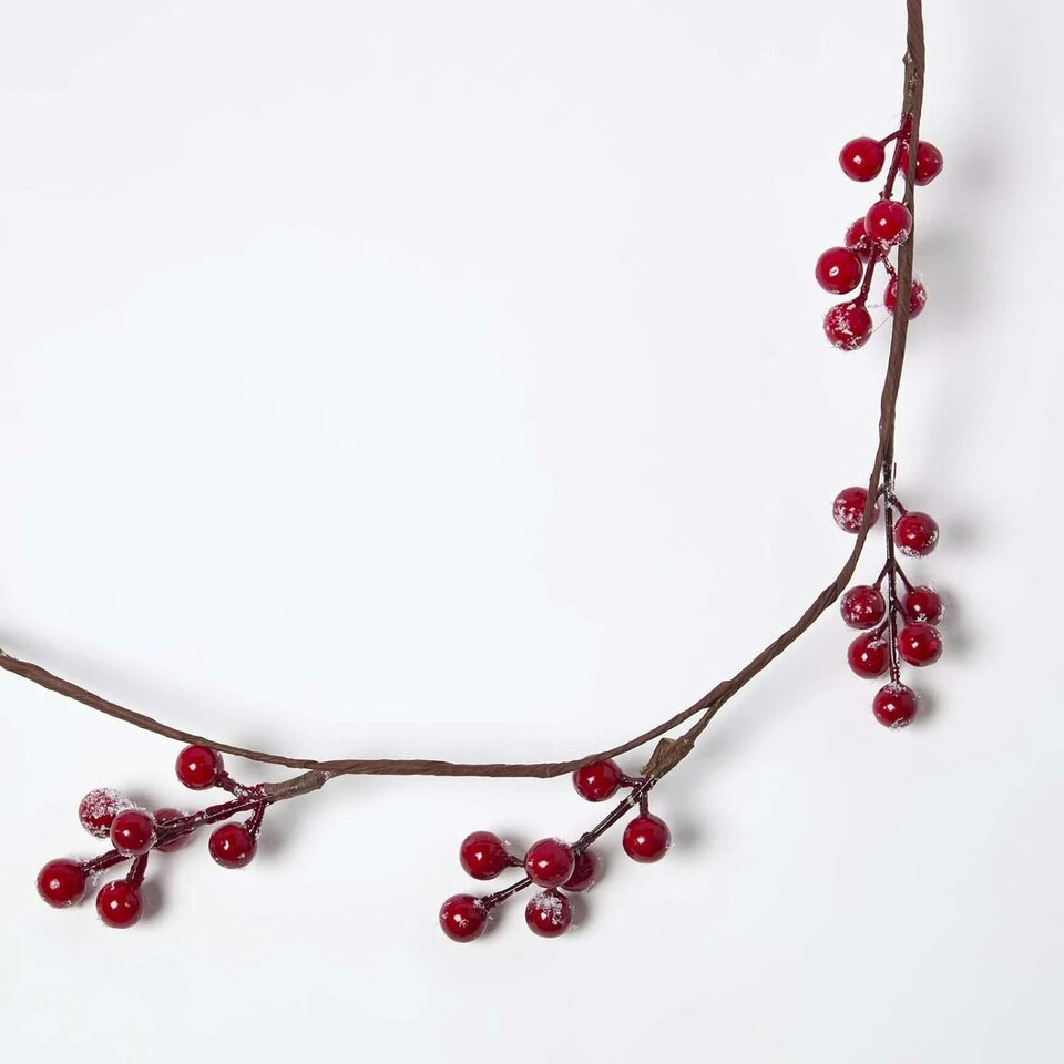 image 1 of Homescapes Artificial Winter Snow Berry Garland