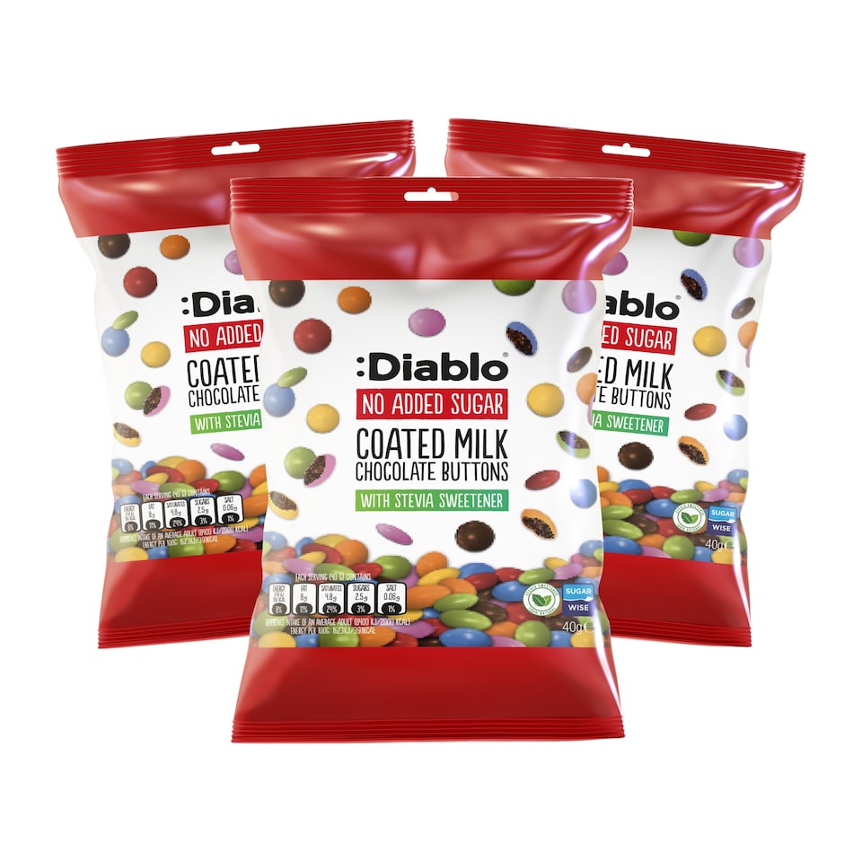 image 1 of Diablo No Added Sugar Milk Chocolate Buttons 40g 3 Pack