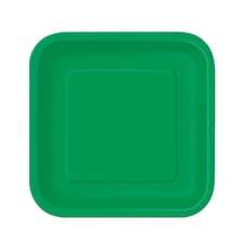 Emerald Green Square Paper Plates 17cm - Pack of 16