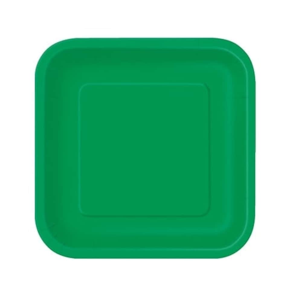 Emerald Green Square Paper Plates 17cm - Pack of 16