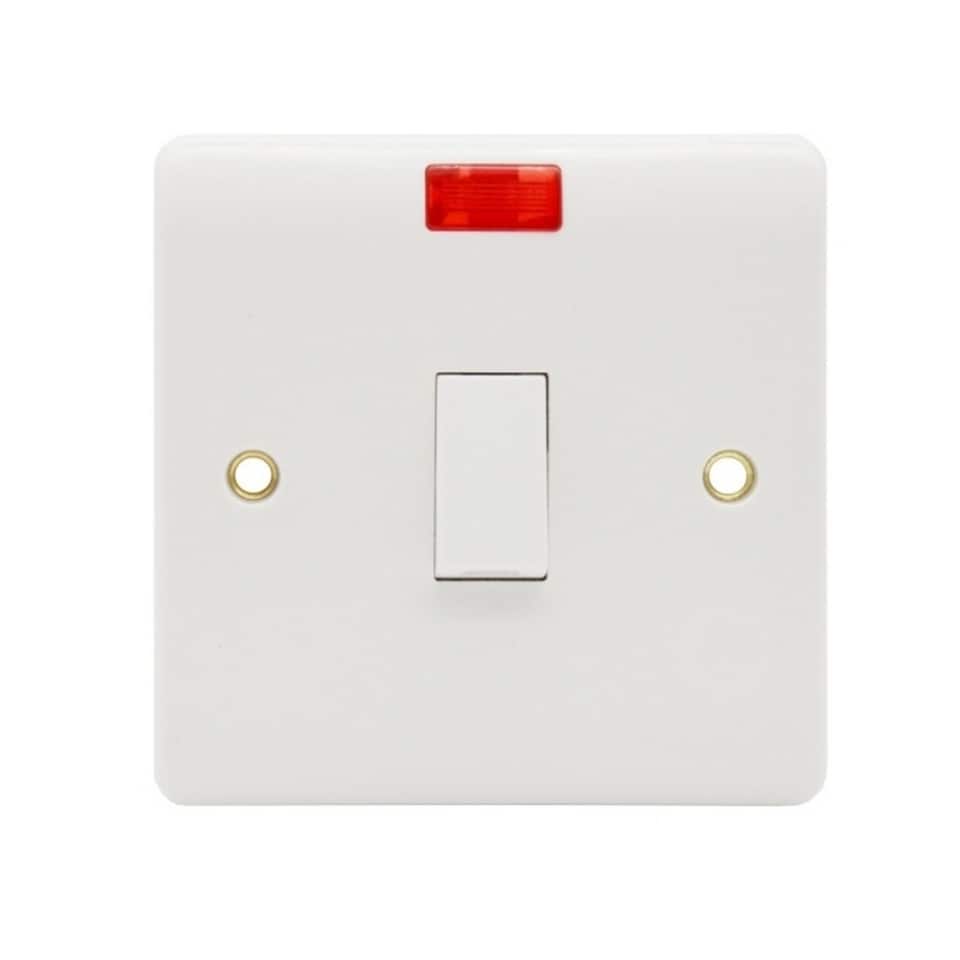 image 1 of Securlec 1 Gang Double Pole Pilot Cooker Switch - White - One Size
