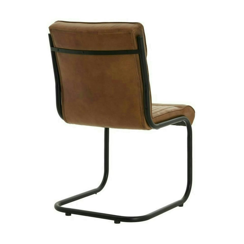 image 1 of Billy Leather Dining Chair - Metal - L60 x W50 x H91 cm - Brown Brown