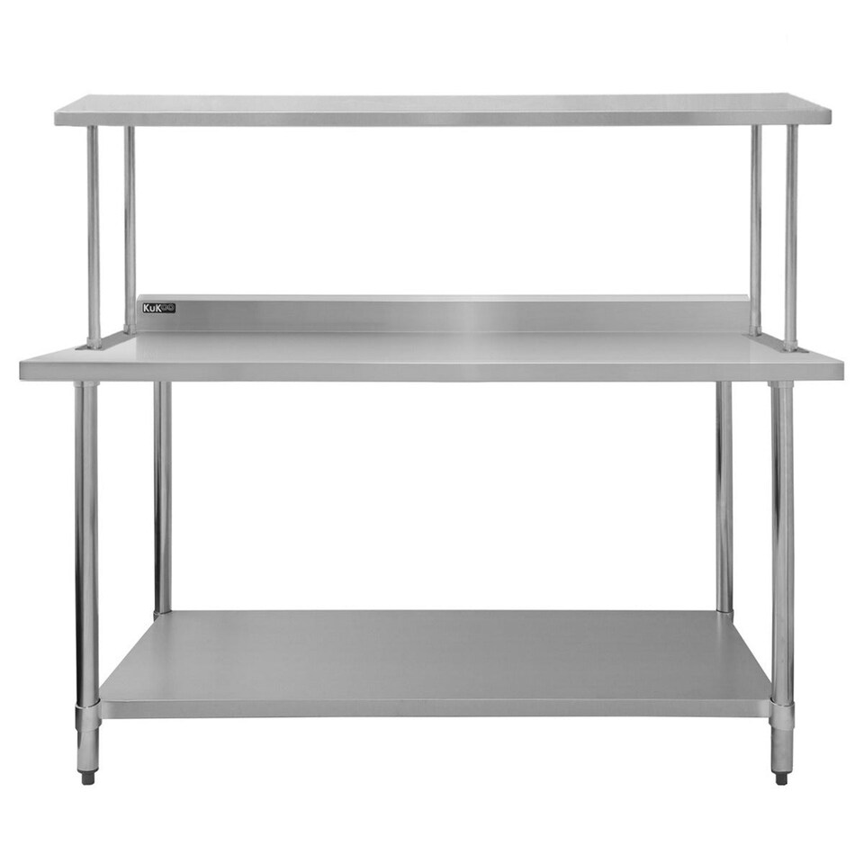 image 1 of 6ft Catering Bench With Single Over-Shelf Silver