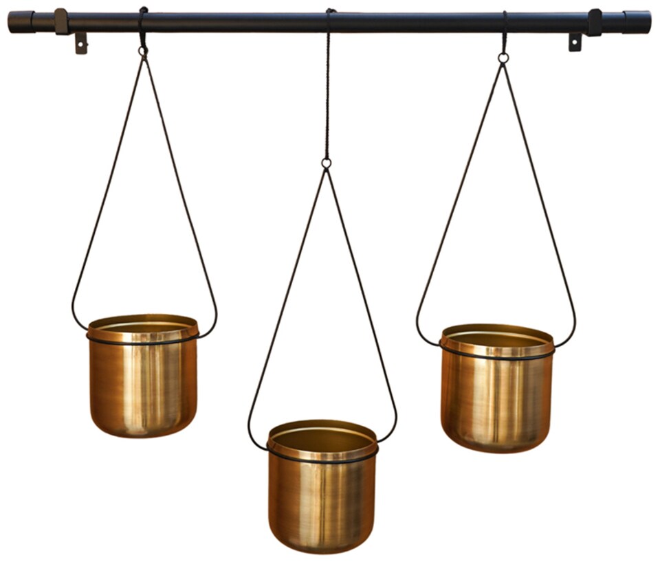 image 1 of Linear Hanging Planters - Metal - L20 x W81 x H90 cm - Black/Gold | Black