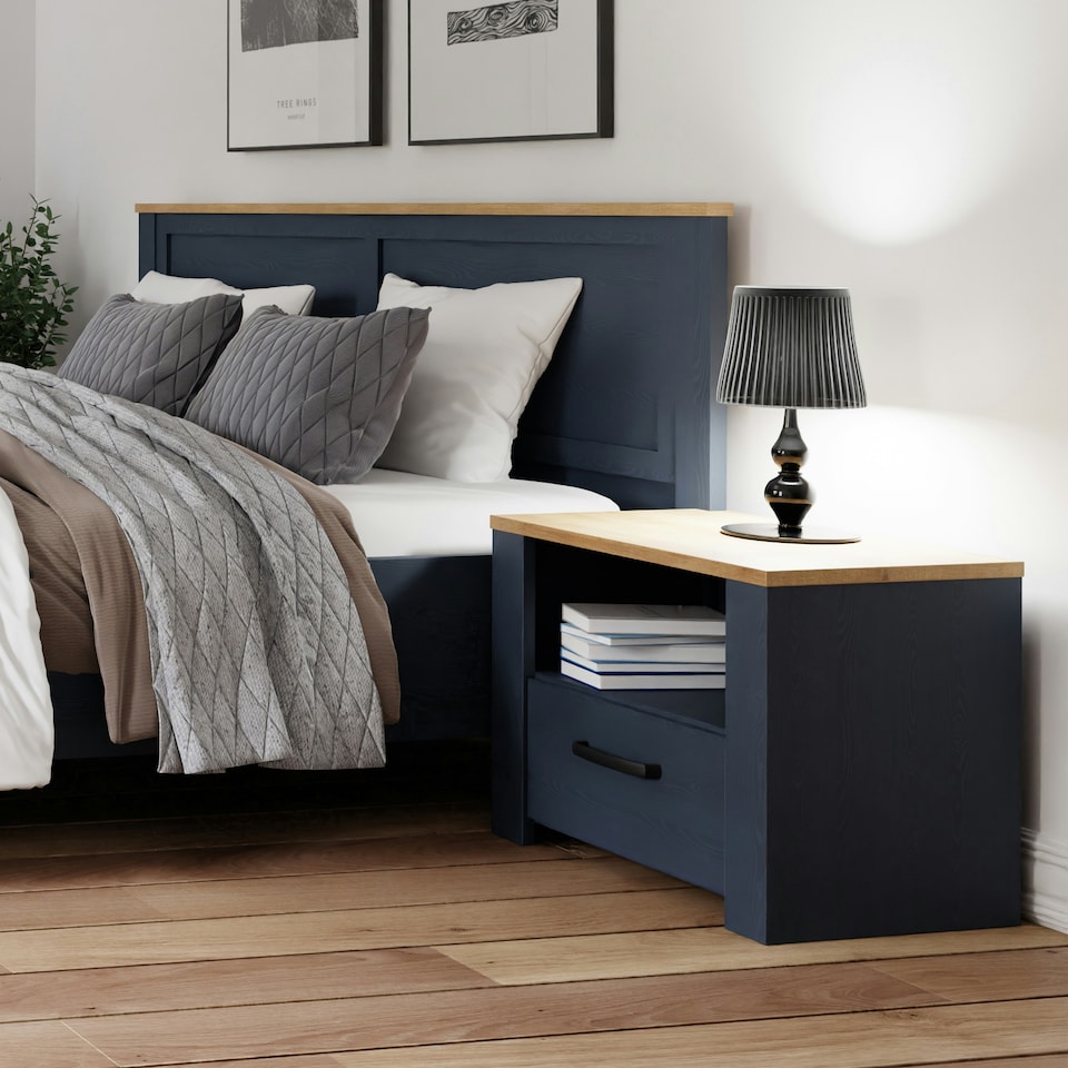 image 1 of Bohol 1 Drawer Bedside I n Navy Oak