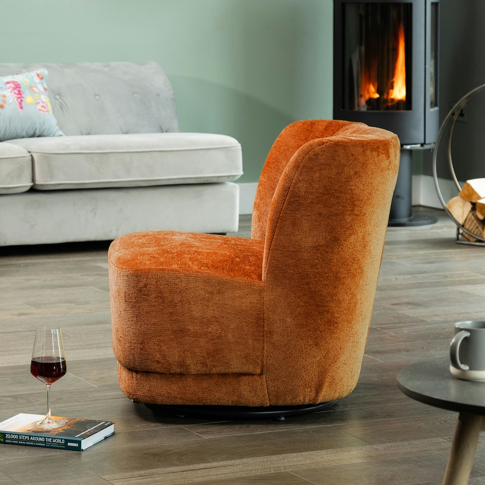 image 1 of Camarillo Swivel Base Fabric Accent Chair - Orange