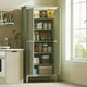 image 2 of HOMCOM 176.5 cm Tall Freestanding Pantry Storage Cabinet with 4 Doors Green Green