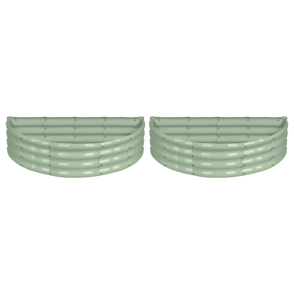 image 1 of Harbour Housewares Semicircular Steel Raised Beds - 120cm x 60cm - Green - 2pc