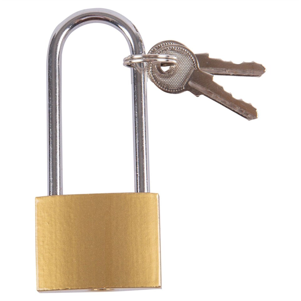 Blackspur Iron Long Shackle Padlock - 4cm - Brass | Gold | Brass