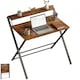 image 1 of HOMCOM Folding Desk with 2-Tier Shelf for Home Office | Black