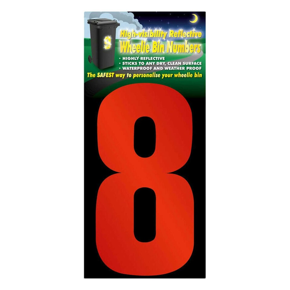 image 1 of Rowan 8 Reflective Bin Number - Red - One Size