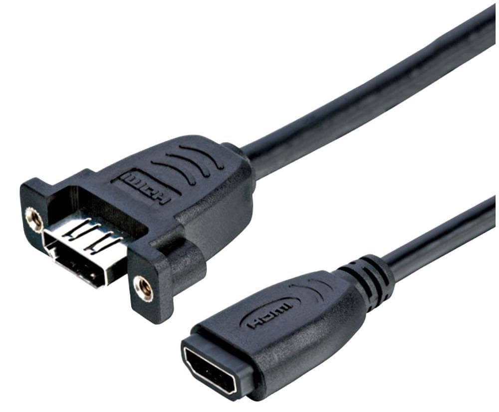 PRO SIGNAL - HDMI 2.0 Female to Female Panel Mount Adaptor Lead, 500mm Black