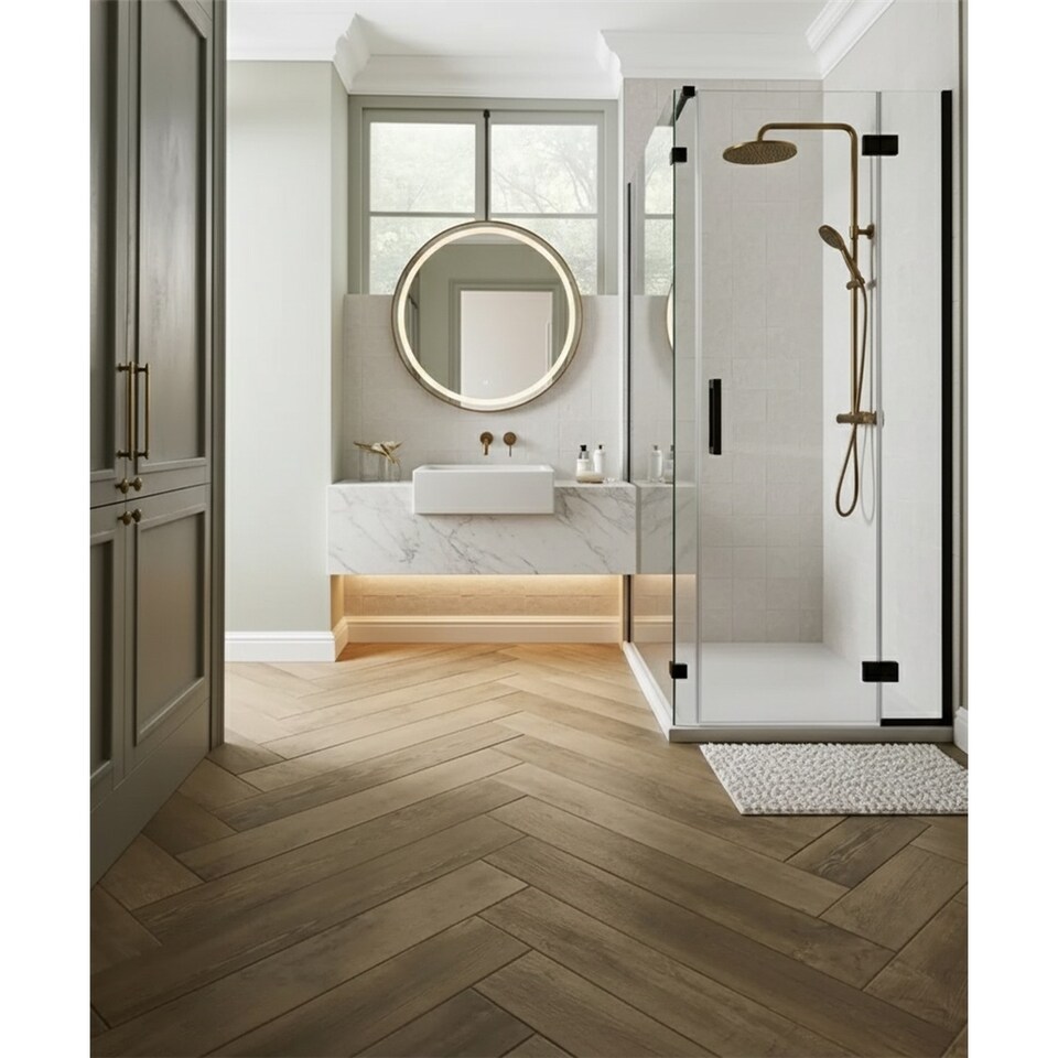 image 1 of Premium White Matt Porcelain Wood Effect Floor Tile (135 Pack - 15 Box - 18.3m2 Coverage) - Kitchen- Inspired by Latin America