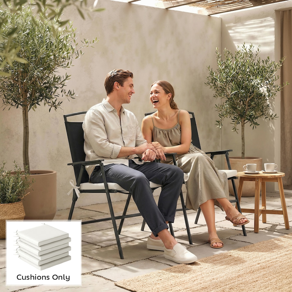 image 1 of Outsunny Seat Cushions with Machine Washable Cover | Cream | cream white | 46 x 42 x 7 cm
