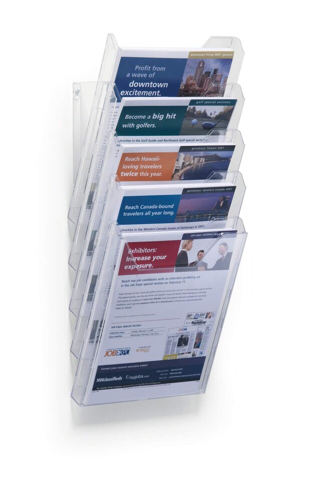 image 1 of Durable COMBIBOXX 5 Literature Tray | Stand & Wall Mount | A4 Portrait | Clear