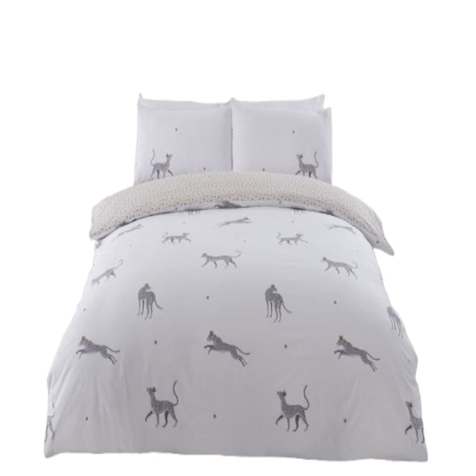 image 1 of PH Leopard Polycotton Duvet Cover Set with Pillowcase Multi | Super King