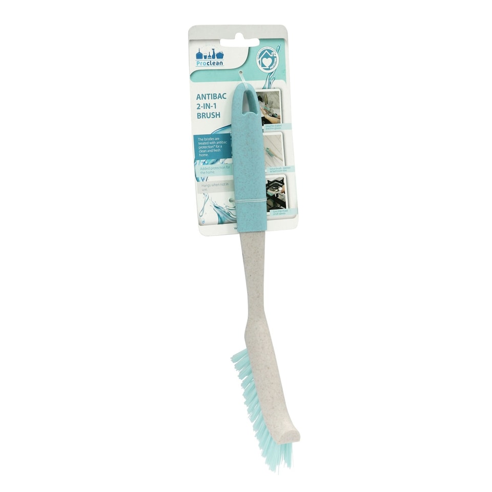 image 1 of JVL Pro Anti-Bacteria 2 in 1 Grout Tile Cleaning Brush, Blue, One Size | White