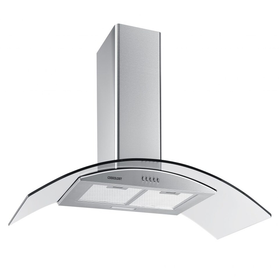 image 1 of Cookology 100cm Stainless Steel Curved Glass Chimney Cooker Hood - Energy Rating A