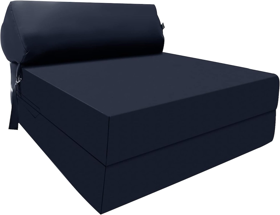image 1 of Fold Out Z Bed Chair Sofa Lounger With Pillow Navy