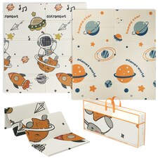 AIYAPLAY Baby Play Mat, Double Sided Crawling Mat, Astronaut & Planet Theme