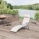 image 1 of Outsunny Sun Lounger Steel Frame Outdoor Folding Chaise Texteline Lounge Chair Recliner with Headrest & 7 Levels Adjustable Backrest, Cream White