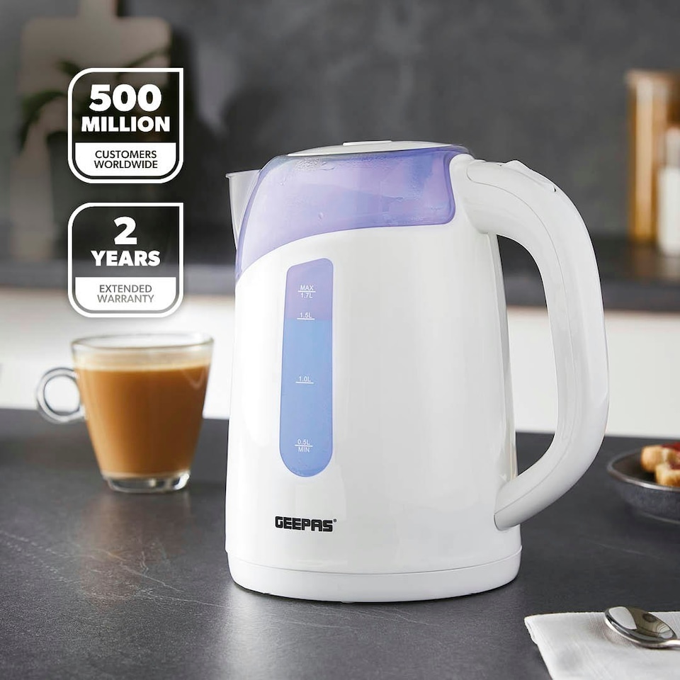 image 1 of GEEPAS 2200W Illuminating Electric Kettle, 1.7L, White