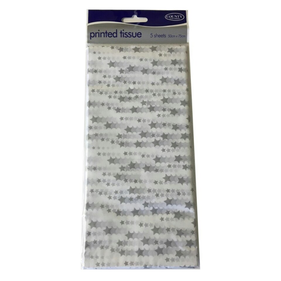 image 1 of Silver Stars Tissue Paper 5 Sheets