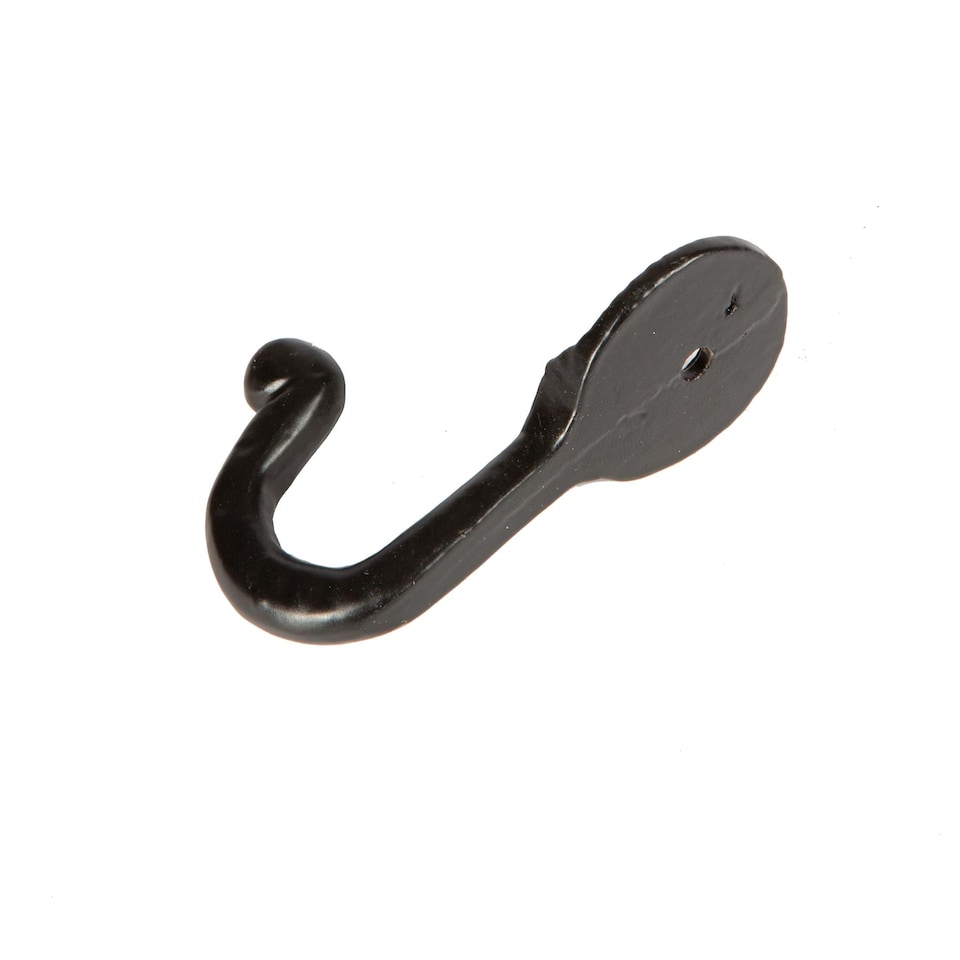 image 1 of Hammer & Tongs Hammered Round Plate Single Hook - W30mm x H65mm - Black