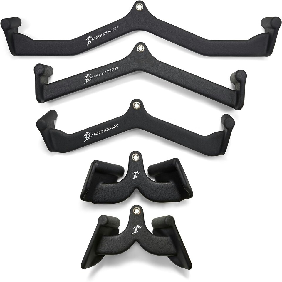 image 1 of Strongology POWERPULL Lat Bar Pull Down Bar Attachments, Workout Accessory for Gym, Fitness, Cable Weightlifting Use, Strength Training Arms, Back, Shoulders