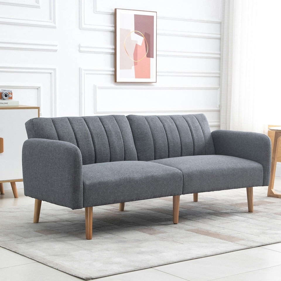 image 1 of HOMCOM 3 Seater Linen Sofa Bed with Adjustable Backrest for Living Room