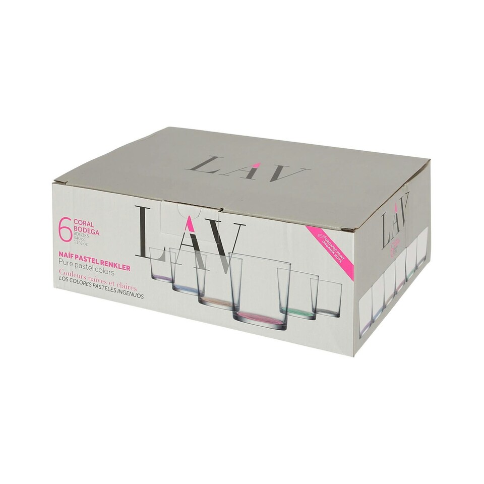 image 1 of LAV Bodega Glass Tumblers - 345ml - Colour Base - Pack of 6 Multi
