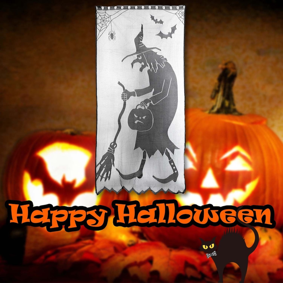 image 1 of vfm-estore Halloween Wicked Witch Door Curtain - Grey