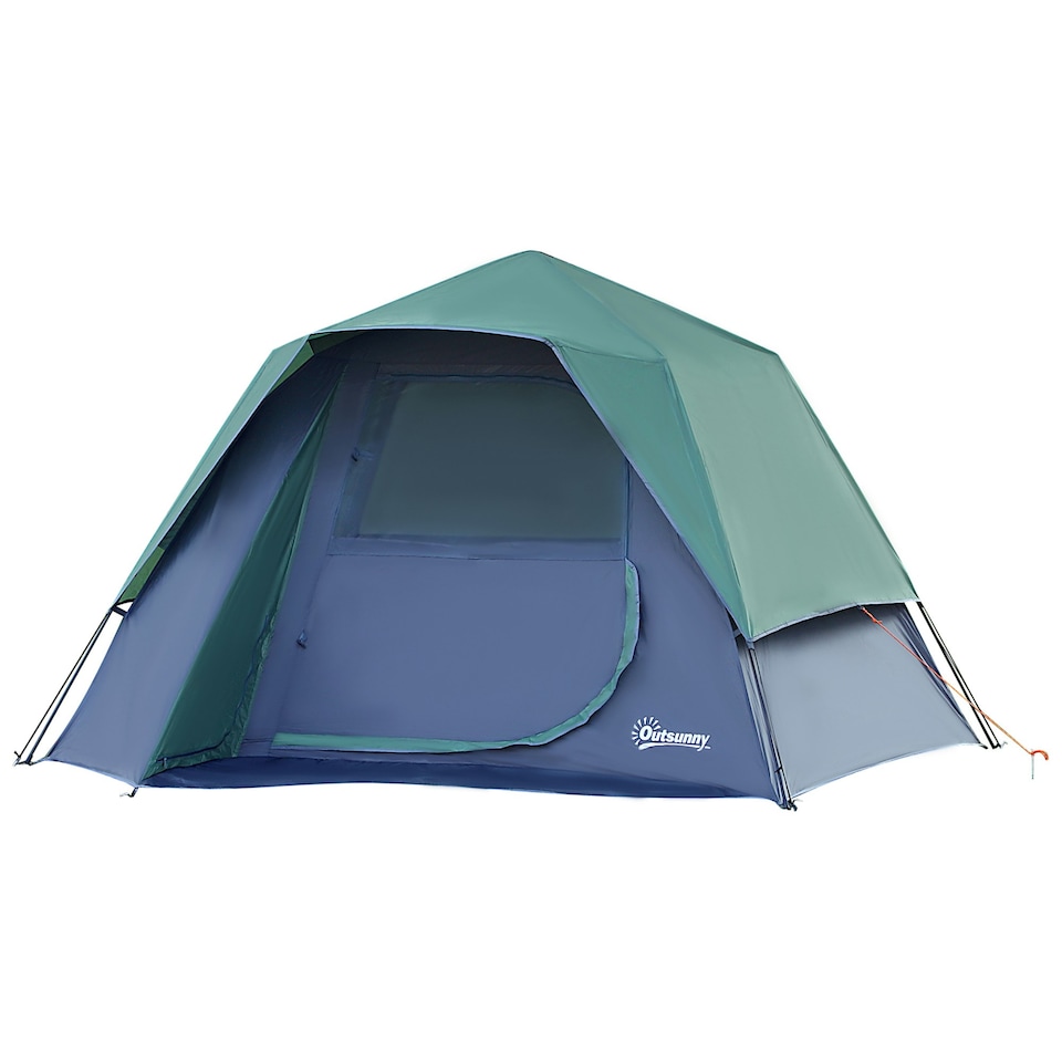image 1 of Outsunny Family Pop-Up Camping Tent W/ Removable Waterproof Rainfly, Storage Bag