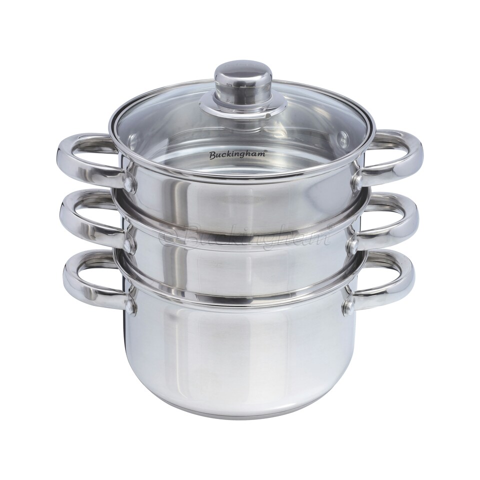 image 1 of Buckingham Stainless Steel 3 Tier Steamer Set 18 cm  Premium Quality