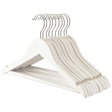 Harbour Housewares Wooden Childrens Clothes Hanger - White - Pack of 10 - Wooden Hanger Coat Hanger Suit Hanger Jacket Hanger Shirt Hanger Trouser Hanger