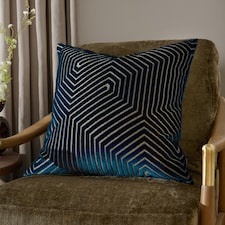 Paoletti Evoke Cut Velvet Cushion | Blue | Navy | 45 x 45cm | 1