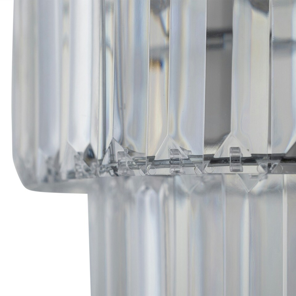 image 1 of First Choice Lighting Set of 2 Clint Clear Acrylic Crystal Two Tier Easy Fit Pendant Shades Clear | Chrome