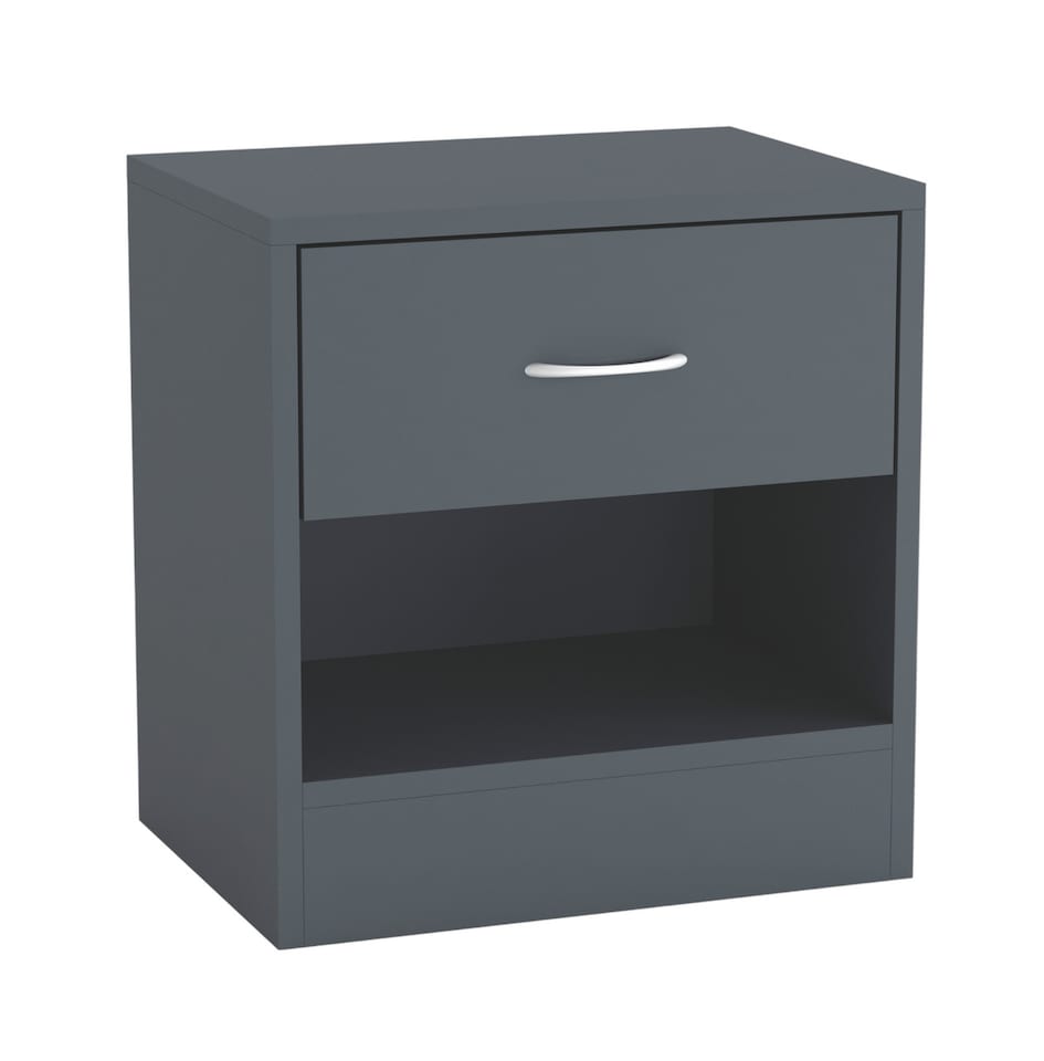 image 1 of 1-Drawer Wooden Bedside Cabinet | Grey | Colour: Dark Grey | 1